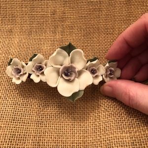 Porcelain flower barrette